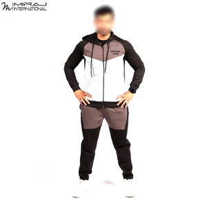 Best Selling OEM ODM Fashion Streetwear <b>Men's</b> Tracksuit Customizable Logo Contrast Panel Full Zip Sweatshirt and Pant Sets - Product Image 4