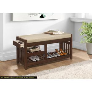 Transitorio 1 pezzo mobili in legno imbottito sedile imbottito multifunzionale 2 scaffali aperti cassetto nascosto soggiorno - Product Image 1