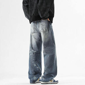 Pantalon en jean ample à jambes larges, confortable, coupe oversize, style baggy, multi-poches, en coton, personnalisable, vente en gros - Product Image 3