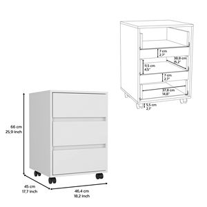 White Finish Three-<b>Drawers</b> Bang Filing Cabinet <b>with</b> <b>Roller</b> Blade Glide - Product Image 2