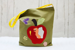 Cartoon Sailboat Handmade Canvas Applique work <b>Medium</b> <b>Size</b> Daily Use Shoulder <b>handbags</b> Wholesale - Product Image 2