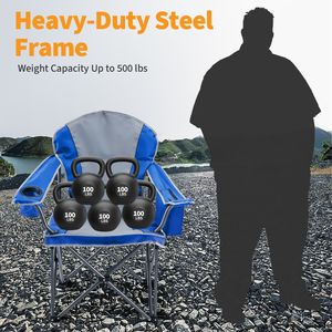 Sedia da Campeggio Pieghevole Imbottita Extra Large con Portabicchieri e Borsa Termica, Telaio in Acciaio 5000 LBS, Portatile per Esterni - Product Image 4