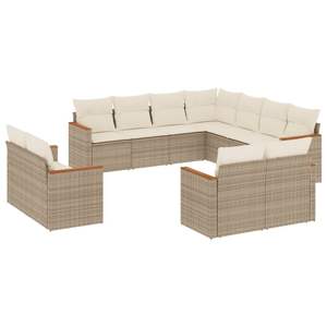 Conjunto de Sofás Grandes para Jardín en Ratán Sintético Beige con Acero con Recubrimiento en Polvo, Muebles de Exterior Premium - Product Image 2