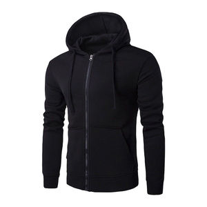 Sweat-shirt à capuche zippé pour homme en mélange de coton, coupe décontractée confortable avec poches - Product Image 1
