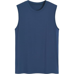 <b>Men</b>’s Bamboo Viscose Sleep Tank Top, Sleeveless <b>Pajama</b> Shirt, Lightweight Breathable Loungewear Top for Nightwear - Product Image 5