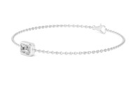 Bracelet chaîne minimaliste en or rose avec diamant de laboratoire taille radiant serti clos, 1,00 carat total