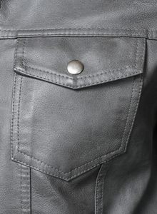 Giacca da Motociclista in Pelle PU Grigia per Uomo, Chiusura con Cerniera, Colletto Rovesciato, Maniche Regolari, Vestibilità Slim, Tinta Unita, Stile Autunnale - Product Image 6
