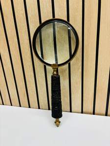แว่นขยายทองเหลืองโบราณ 4 ชิ้น พร้อมด้ามจับไม้ดีไซน์สวย |   เลนส์อ่านหนังสือและตรวจสอบแบบพกพาสไตล์วินเทจ - Product Image 5