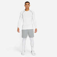 T-shirt de compression à manches longues pour homme, blanc, col rond, coupe ajustée, séchage rapide, tricoté, design uni, sportif