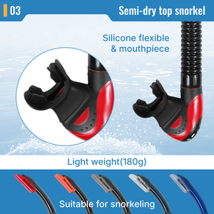 Tube de plongée semi-sèche professionnel avec embout buccal en silicone et valve de purge, tube de plongée durable en PC pour la plongée en apnée OEM/ODM/OBM - Product Image 4