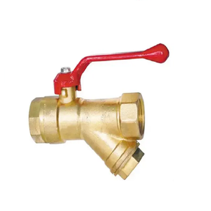 Vanne à boisseau sphérique en laiton C-Way à filetage femelle avec filtre en Y, arrêt manuel de l'eau, haute température, poignée rouge OEM, contrôle de pipeline 1 voie - Product Image 5