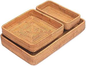 AVAILABLE Bulk Eco-Friendly Handmade Rattan Serving Tray Rectangular Storage Basket with Handles for Restaurant - Product Image 6