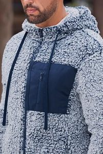 Men's Solid Casual Sherpa <b>Jacket</b> Fuzzy Warm Thick Faux <b>Fur</b> Zipper Comfortable Winter Hoodie Windproof Custom Logo Print - Product Image 3