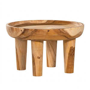 Wholesale Premium <b>Solid</b> Suar <b>Wood</b> Modern Organic Vessel Coffee Table Honey Finish 4-Leg Sculpt Indonesian Non-Foldable Living - Product Image 2