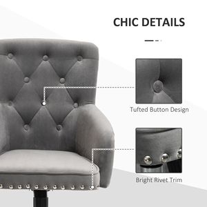 Sedia da Ufficio Moderna con Schienale Medio, Rivestimento in Velluto Trapuntato a Bottoni, Finitura con Borchie, Girevole, Regolabile in Altezza, Design Curvo - Product Image 6