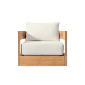 Sillón de Exterior Moderno y Contemporáneo, Madera de Teca Sólida, Acabado Natural Hecho a Mano, Muebles de Hotel de Lujo Ecológicos - Product Image 1