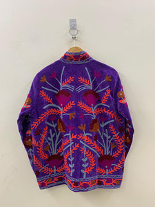 Winter <b>Jacket</b> Velvet Suzani Cropped Bohemian Coat with Floral Embroidery Festivals Wear Floral Suzani Overcoat Women - Product Image 3