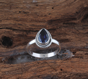 Anillo de Dedo de Iolita Hecho a Mano al por Mayor para Mujer, Anillo de Piedras Preciosas Apilable de Estilo Bohemio de Moda, Anillo Único de Zafiro de Agua - Product Image 4