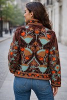 Veste d'hiver pour femme, faite à la main, en velours brodé, respirante, écologique, matelassée, de haute qualité, à manches longues, épaisse, style bohème