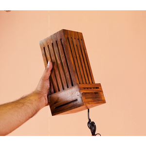 Lámpara de Mesa Cuadrada de Madera Hecha a Mano, Diseño Abierto, Estilo Rústico Moderno, para Dormitorio, Sala de Estar, Escritorio, Luz Nocturna, Decoración - Product Image 3