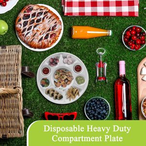 Assiette jetable Canejoy 12 pouces à 9 compartiments en bagasse biodégradable et robuste |   Eau légère compostable et écologique - Product Image 6