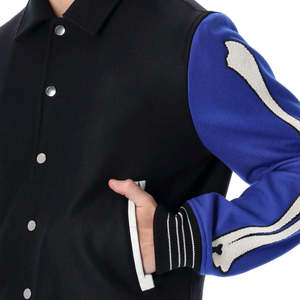 แจ็คเก็ต Letterman Varsity คุณภาพสูง ตัวเสื้อทำจากผ้าขนสัตว์ แขนเสื้อทำจากหนังแท้ ดีไซน์คอตั้ง กันน้ำ เหมาะสำหรับใส่ในฤดูหนาว ทันสมัยและมีสไตล์สำหรับผู้ชาย - Product Image 4