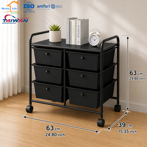 6 <b>Drawer</b> Rolling <b>Storage</b> Cart Metal Utility Organizer Trolley Mobile <b>Drawer</b> Unit for Home Office Bedroom - Product Image 2