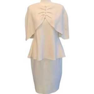 Jack and Jill Women 3pc <b>Knit</b> <b>Set</b> White Elegant Skirt Suit with Cape Top Formal Church Event Outfit Boutique Fashion Apparel - Product Image 1
