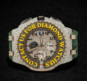 Reloj Moderno con Moissanita Semi-Engastada, Brillante y Duradero, para Fiestas, Bodas y Uso Diario, con Elegante Correa de Goma Verde - Product Image 5