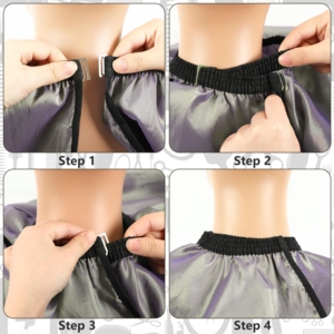 Capa de Peluquería Profesional Impermeable de Poliéster de Alta Calidad, Antiestática, con Tela Iridiscente y Broches Ajustables - Product Image 3