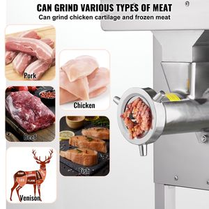 Hachoir à viande électrique commercial en acier inoxydable de 22 lb/min avec lame et plaque de broyage pour les industries agricoles - Product Image 4