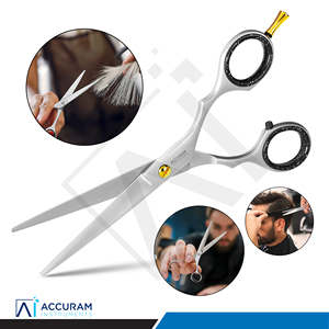 Ciseaux de coiffure professionnels Accuram en acier inoxydable, ciseaux de barbier à bord rasoir, outil de coiffure pour salon - Product Image 3