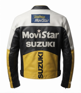 Blouson de course en cuir de vachette véritable Zuzuki pour homme/Chaquetta – Équipement de moto premium pour la course avec bosse, sur mesure - Product Image 2