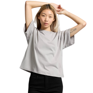 Camiseta de manga corta con cuello redondo para mujer, ajuste holgado, lisa, informal, al por mayor, OEM, de algodón, estilo jersey, básica, relajada, ropa B2 - Product Image 5