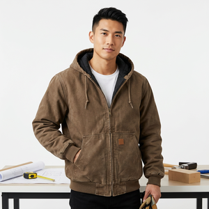 Chaqueta de Lona con Capucha para Motocicleta para Hombre, Estilo Casual de Otoño, Transpirable, con Cierre, Resistente al Viento, Color Sólido, Corte Regular, Algodón y Poliéster en la Parte Delantera - Product Image 5