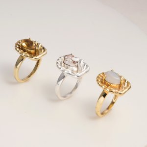 Bague en laiton Moku Jewellery avec citrine facettée, ajustable, élégante, faite à la main, bijoux pour femmes, vente en gros, design de bagues - Product Image 3