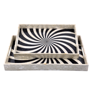 ถาดเสิร์ฟตกแต่งทรงสี่เหลี่ยมผืนผ้า ทำจากไม้ MDF ลายกราฟิกหรูหรา วินเทจ แบบชนบท วาดด้วยมือ พรีเมียม คุณภาพสูง เป็นมิตรต่อสิ่งแวดล้อม พร้อมฝาปิดทำจากเปลือกหอยคาปิซ - Product Image 1
