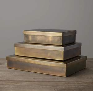 Coffre de rangement décoratif moderne en fer avec finition vieillie, multifonctionnel, grande capacité pour vêtements et rangement domestique - Product Image 3