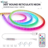 Tira de Luces LED RGBIC WS2812B de 5V CC, 360 Grados, IP67 Impermeable, Direccionable, Tubo Redondo para Decoración de Habitaciones de Juegos y Proyectos DIY