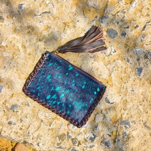 Cartera Antirrobo de Cuero Genuino Hecha a Mano con Patrón de Letras, Cierre de Solapa, Estilo Bohemio, Unisex, Uso Diario, 5 Pulgadas, Poliéster - Product Image 2