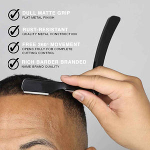 Reusable Folding Straight Razor Professional Barber Cutthroat Shaving Knife Stainless Steel Face <b>Bikini</b> <b>Men's</b> Salon Hairdressing - Product Image 3