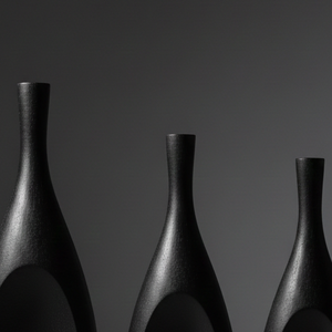 Juego de 3 jarrones de flores modernos de aluminio fundido negro mate, estilo geométrico hueco abstracto, para decoración de hogar de lujo y centros de mesa - Product Image 4