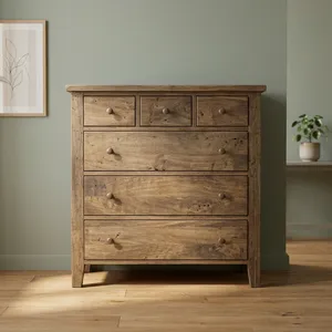Rustic Wooden 6 <b>Drawer</b> Dresser <b>with</b> Natural Finish <b>Storage</b> <b>Cabinet</b> for Living Room Bedroom <b>Storage</b> Home Furniture - Product Image 3