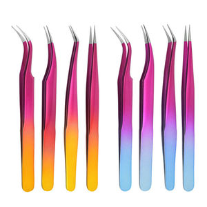 Professional Customizable Stainless Steel Eyelash Tweezers 10mm Comfortable Handle <b>Precision</b> Smooth Tip Wholesale Extension Bulk - Product Image 1