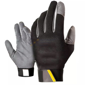 Gants de frappeur de softball en cuir personnalisables, fermeture auto-agrippante, respirants, séchage rapide, durables, pour joueurs droitiers, taille XXL, noirs - Product Image 4