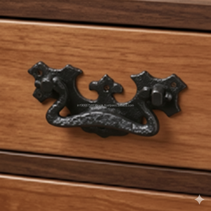 Poignée en fonte noire classique avec revêtement en poudre pour armoires, tiroirs, commodes, cuisine, chambre à coucher, ameublement - Product Image 6