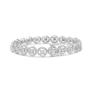 Pulsera de eslabones de moda de 7.25 pulgadas con diseño de círculos entrelazados y diamantes de 1/2 quilates, juego Milagroso de Rueda Abierta, en Plata de Ley .925, Pulseras de tenis I-J - Product Image 2