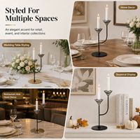 Candelabro Decorativo Moderno de Metal y Vidrio con Doble Cabezal para Centro de Mesa, Ideal para Bodas y Decoración del Hogar, Venta al Por Mayor