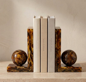 Porte-livres en résine personnalisés en gros, style Art Déco, en forme de L, motif marbré, pour décoration de table de luxe - Product Image 5
