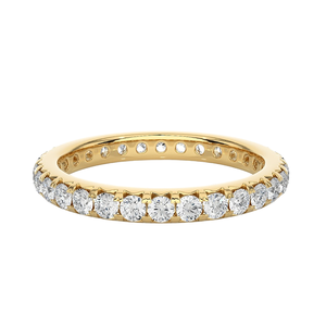 แหวนแต่งงานเพชรทรงกลมเพาะเลี้ยงในห้องปฏิบัติการ รับรองโดย IGI ทองคำ 14K สีเหลือง ดีไซน์แบบ Eternity สามารถสวมซ้อนกันได้ ของขวัญวันครบรอบสุดหรูสำหรับผู้หญิง - Product Image 4